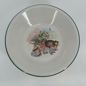 Century Stoneware Serving Bowl "Cat Nap" Large Vintage Cottagecore Dish Cats